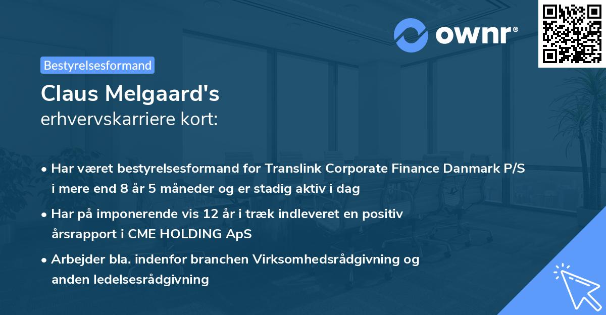 Claus Melgaard's erhvervskarriere kort