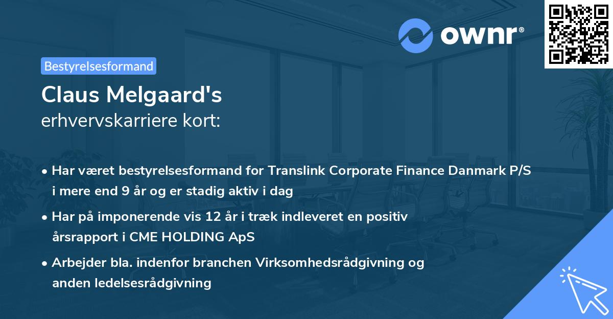 Claus Melgaard's erhvervskarriere kort