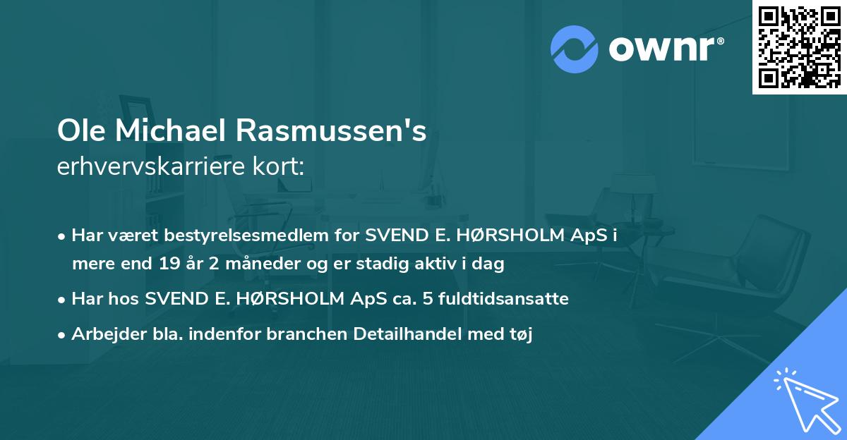 Ole Michael Rasmussen's erhvervskarriere kort