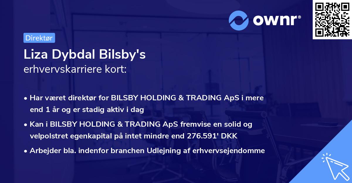 Liza Dybdal Bilsby's erhvervskarriere kort