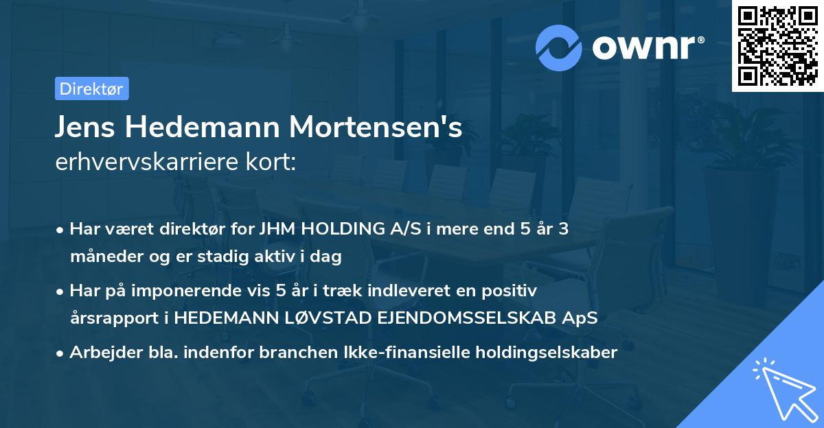 Jens Hedemann Mortensen's erhvervskarriere kort