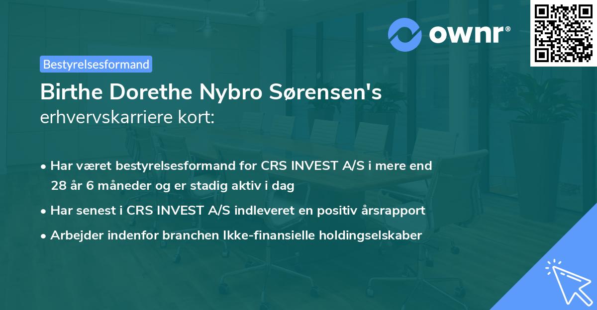 Birthe Dorethe Nybro Sørensen's erhvervskarriere kort