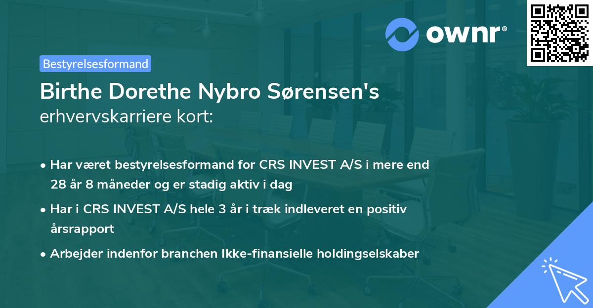 Birthe Dorethe Nybro Sørensen's erhvervskarriere kort