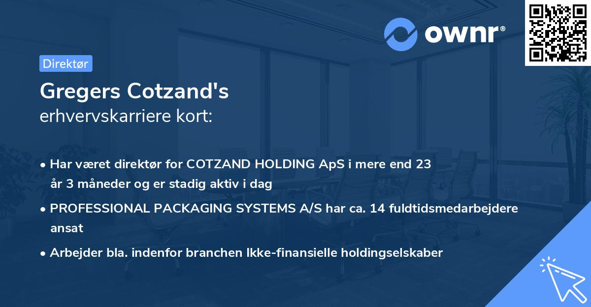 Gregers Cotzand's erhvervskarriere kort