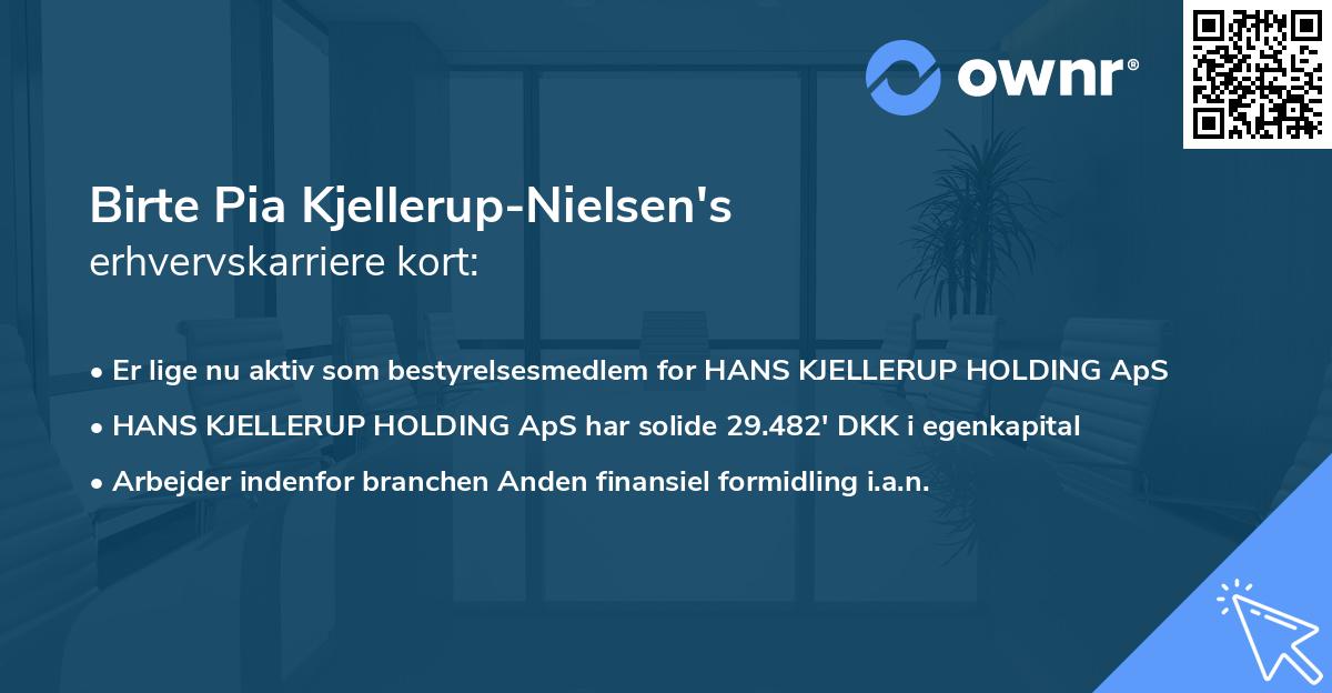 Birte Pia Kjellerup-Nielsen's erhvervskarriere kort