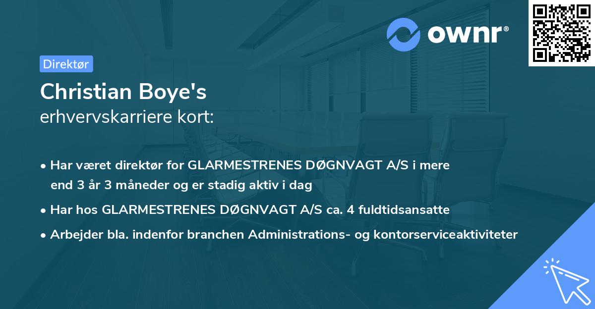 Christian Boye's erhvervskarriere kort