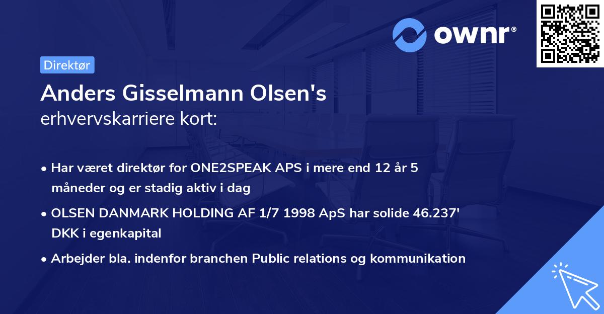 Anders Gisselmann Olsen's erhvervskarriere kort