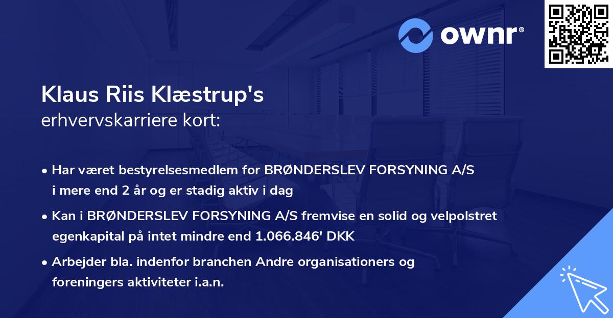 Klaus Riis Klæstrup's erhvervskarriere kort