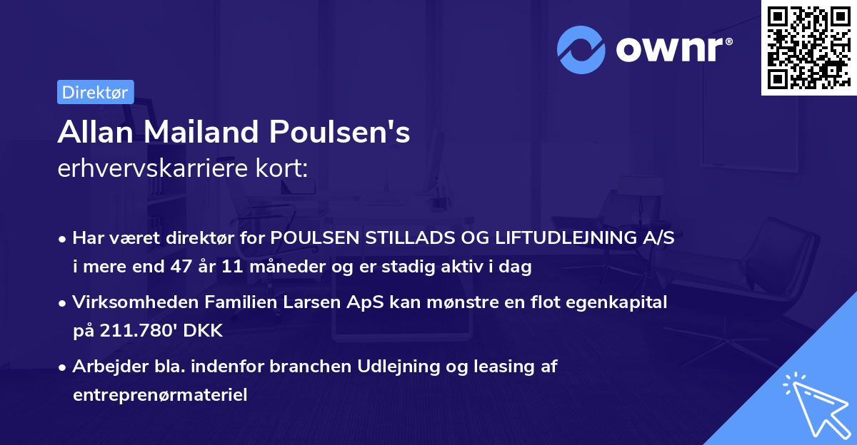 Allan Mailand Poulsen's erhvervskarriere kort