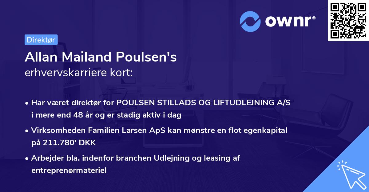 Allan Mailand Poulsen's erhvervskarriere kort