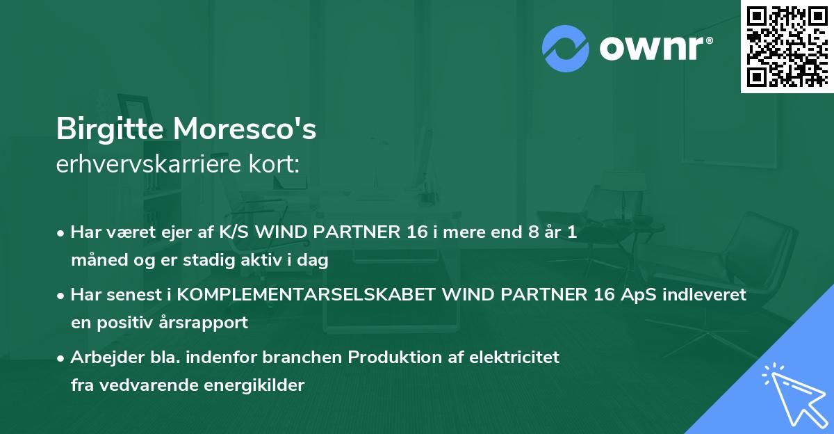 Birgitte Moresco's erhvervskarriere kort