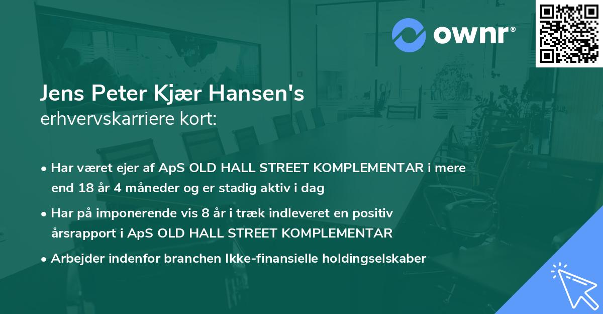 Jens Peter Kjær Hansen's erhvervskarriere kort