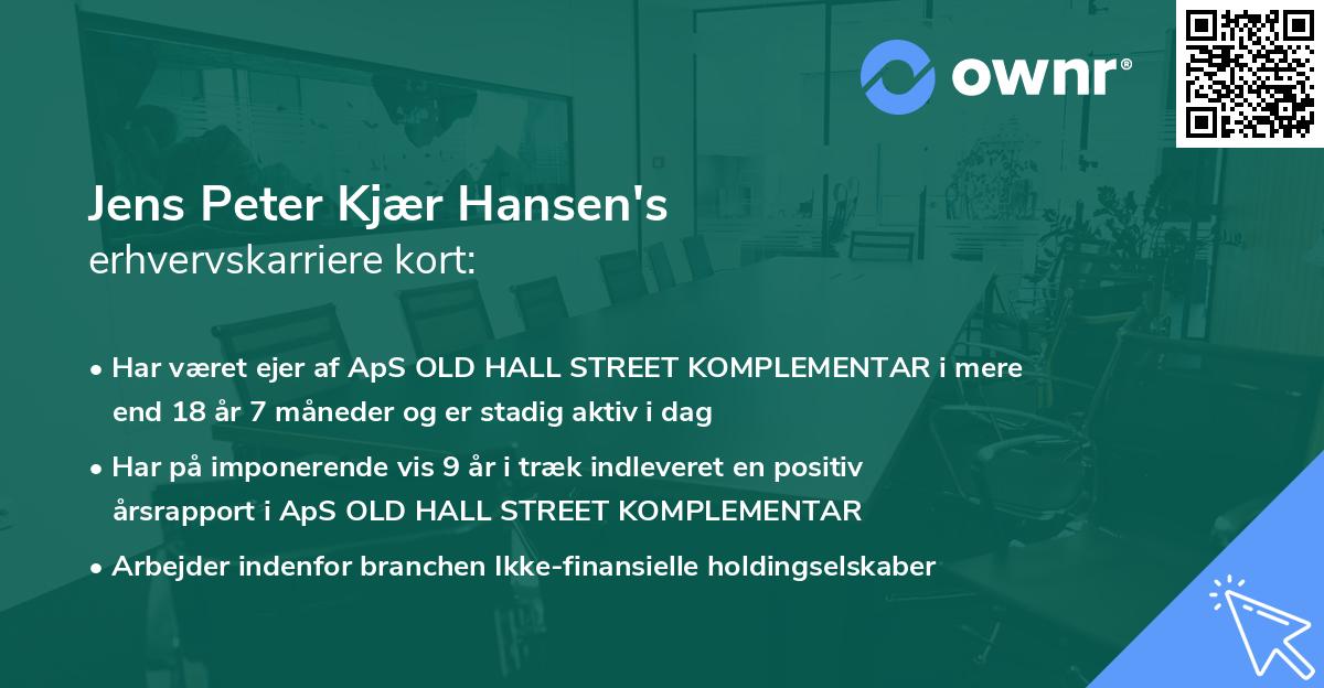 Jens Peter Kjær Hansen's erhvervskarriere kort