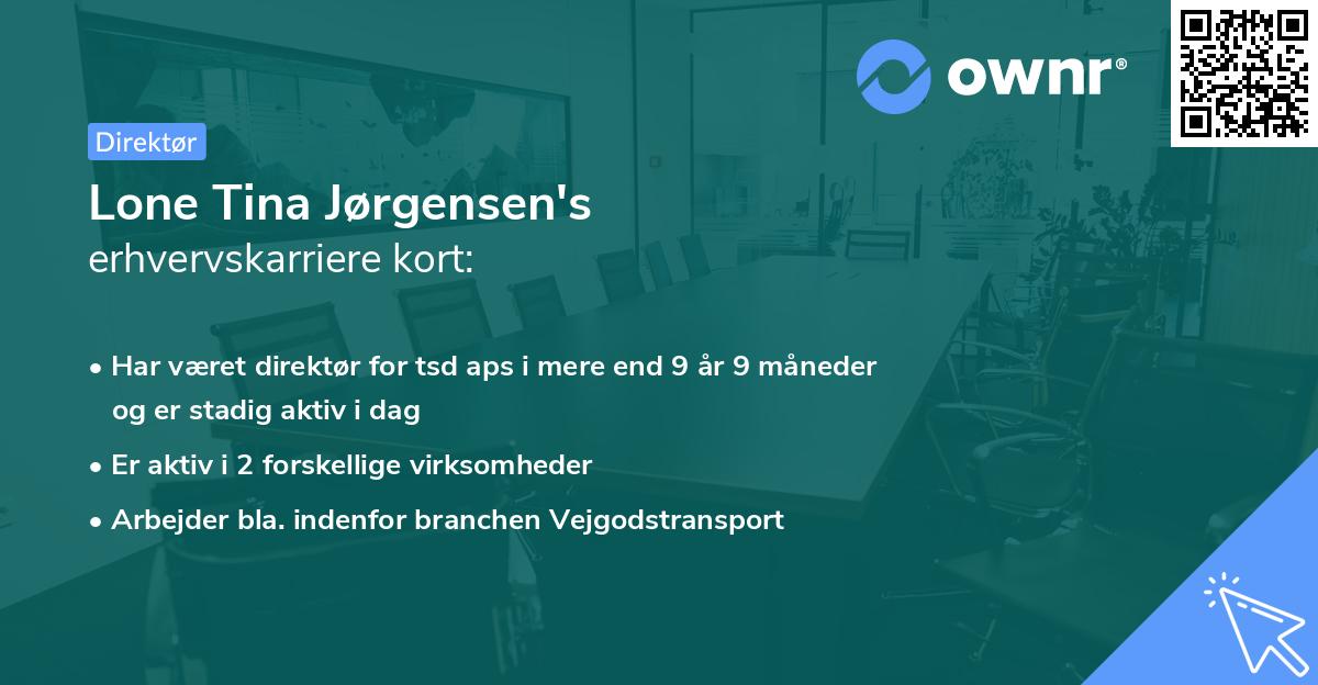 Lone Tina Jørgensen's erhvervskarriere kort