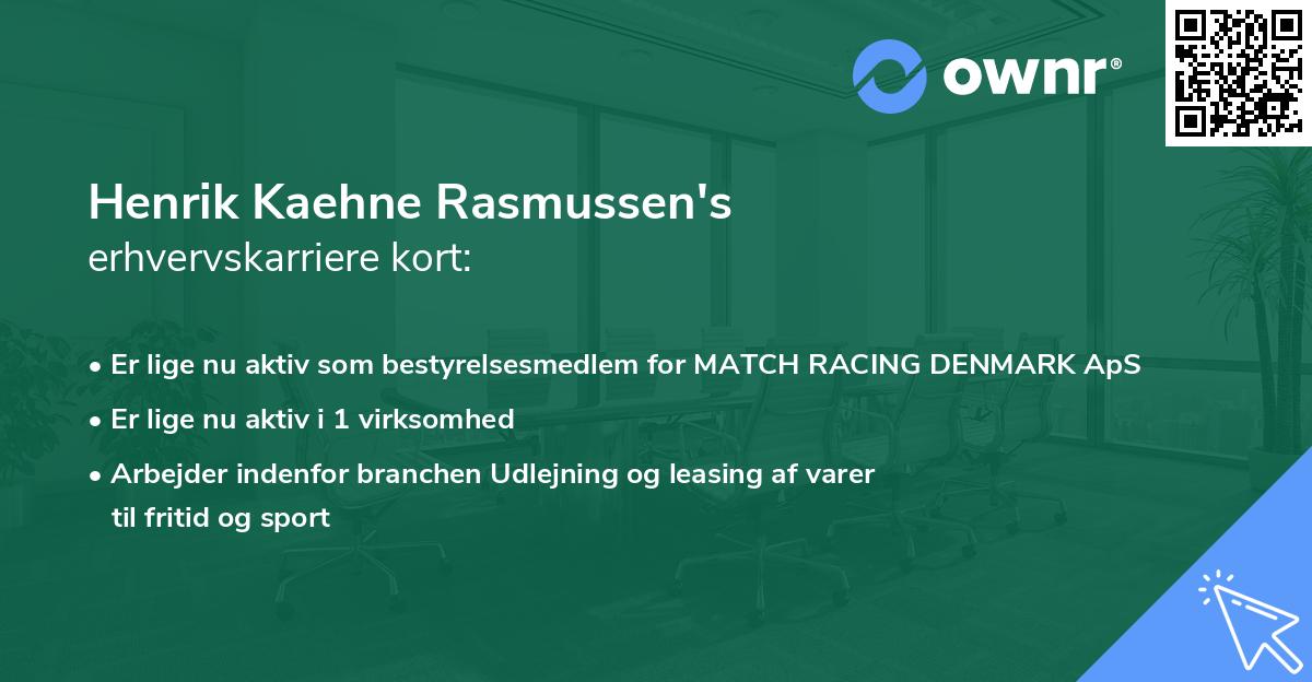 Henrik Kaehne Rasmussen's erhvervskarriere kort