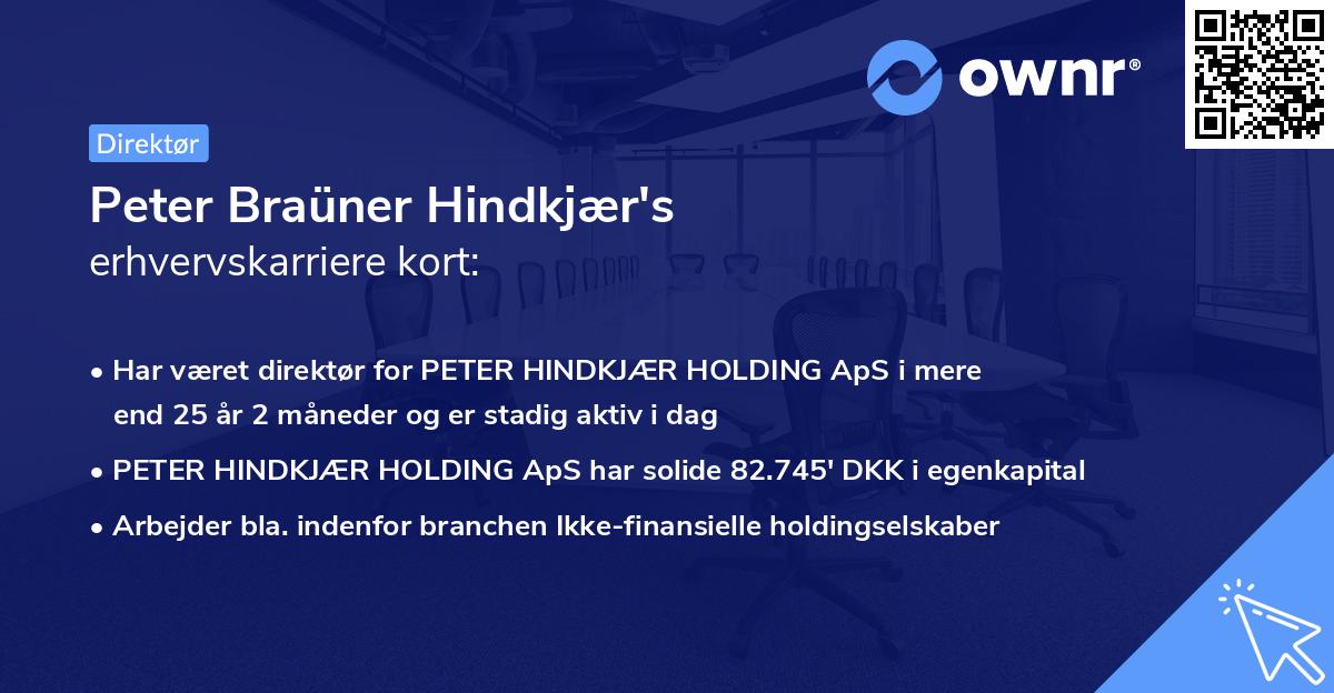 Peter Braüner Hindkjær's erhvervskarriere kort