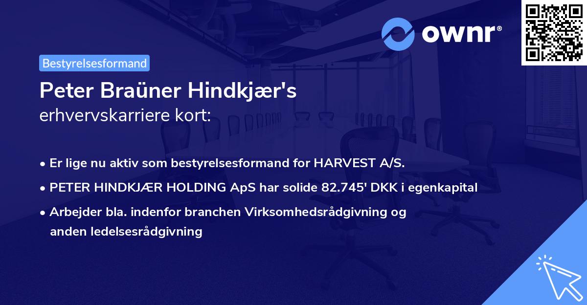 Peter Braüner Hindkjær's erhvervskarriere kort