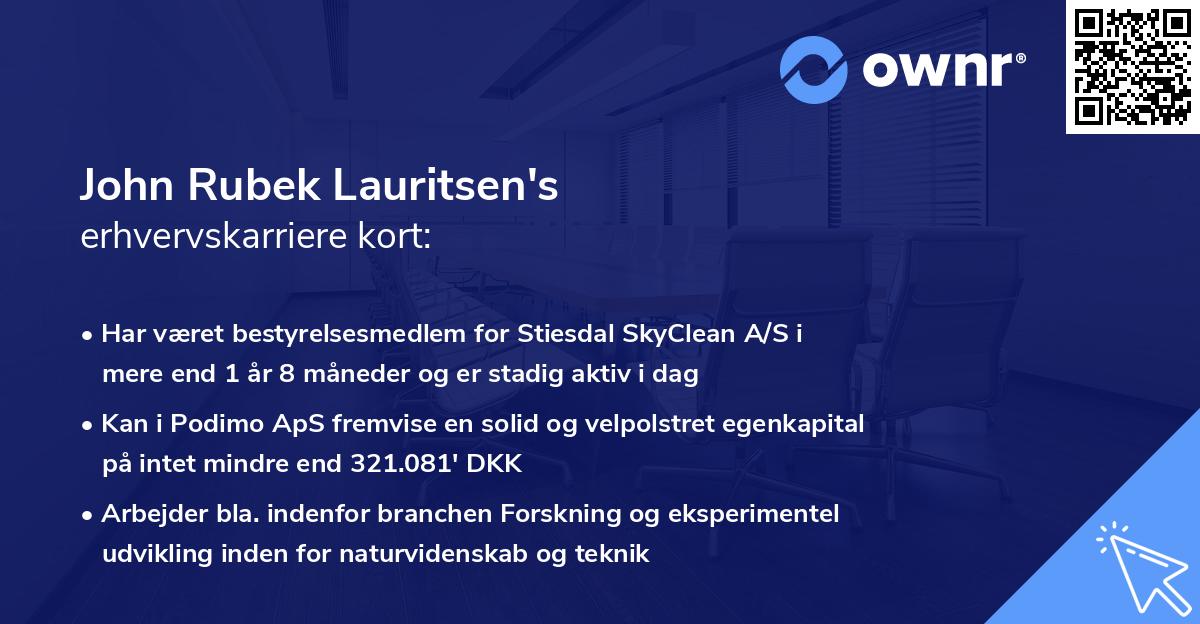 John Rubek Lauritsen's erhvervskarriere kort