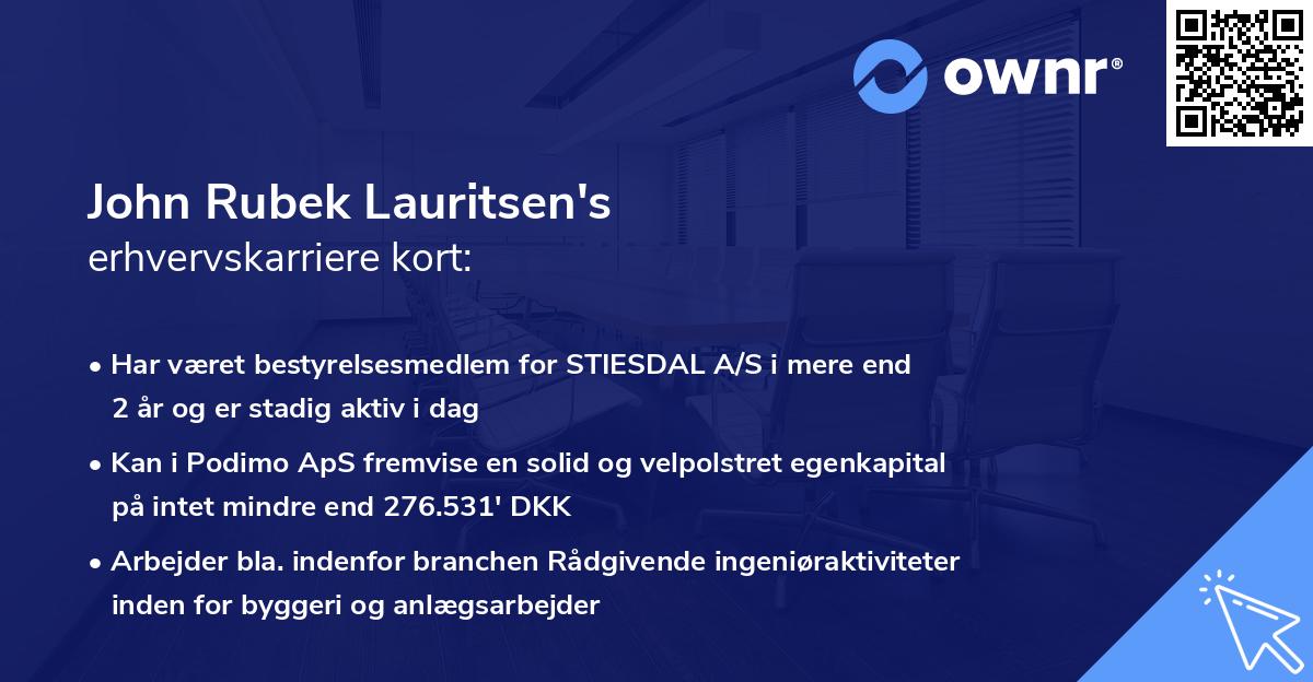 John Rubek Lauritsen's erhvervskarriere kort