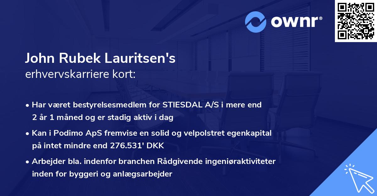 John Rubek Lauritsen's erhvervskarriere kort