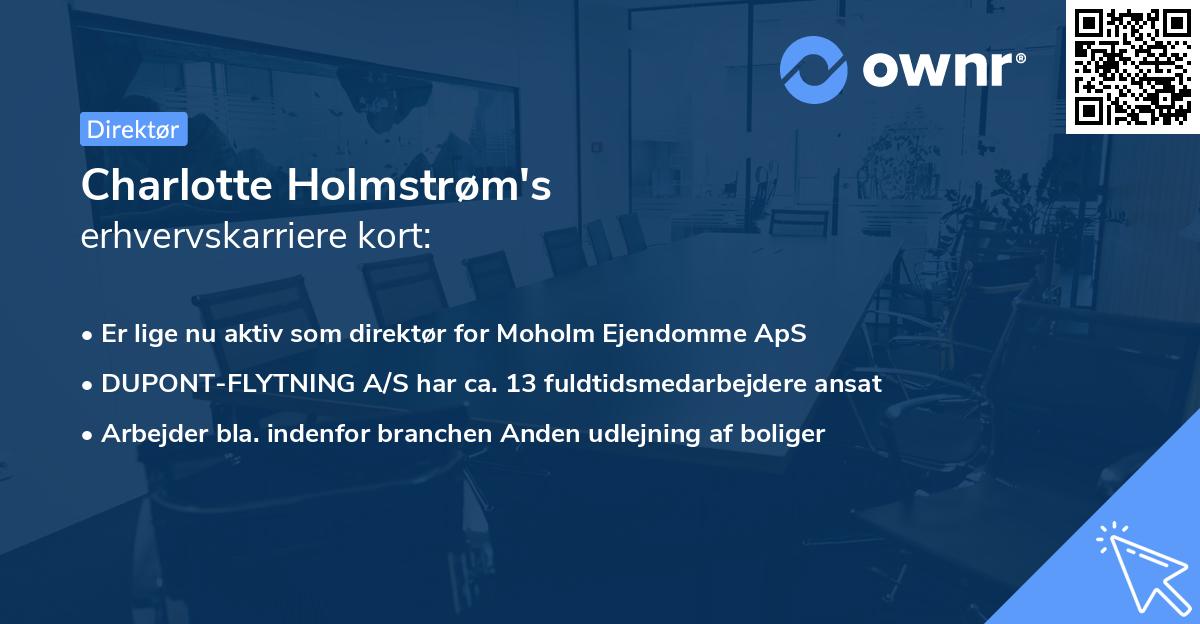 Charlotte Holmstrøm's erhvervskarriere kort