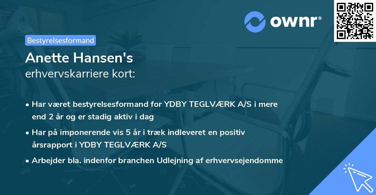 Anette Hansen's erhvervskarriere kort