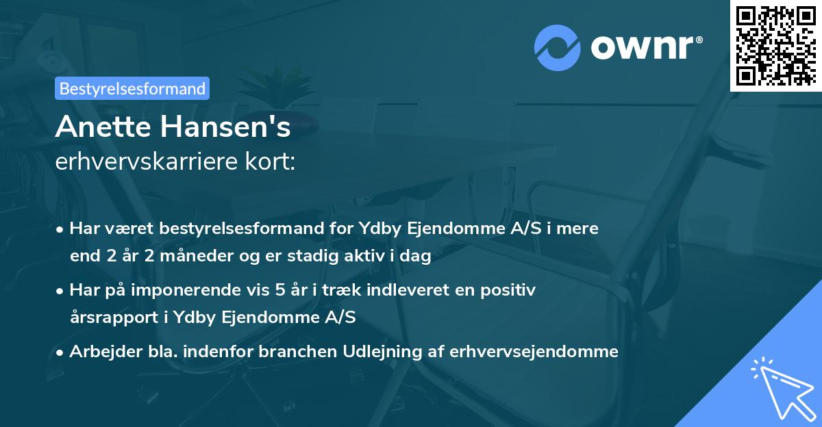 Anette Hansen's erhvervskarriere kort