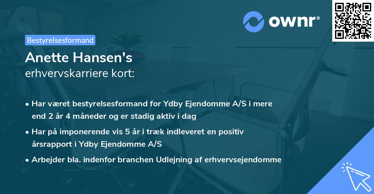 Anette Hansen's erhvervskarriere kort