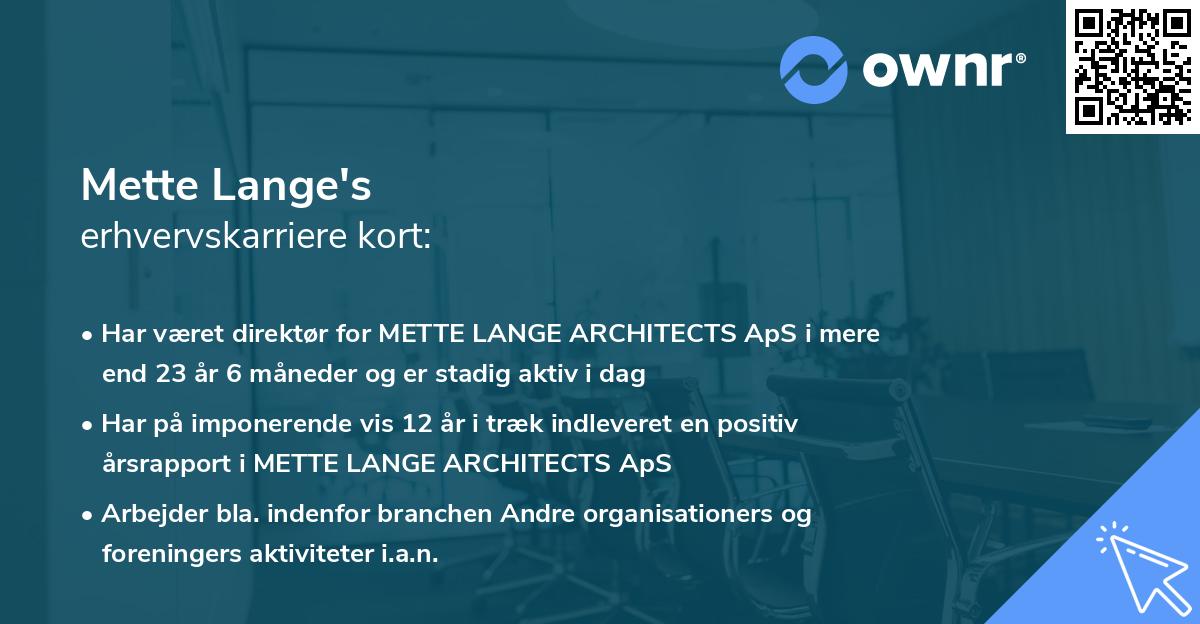 Mette Lange's erhvervskarriere kort