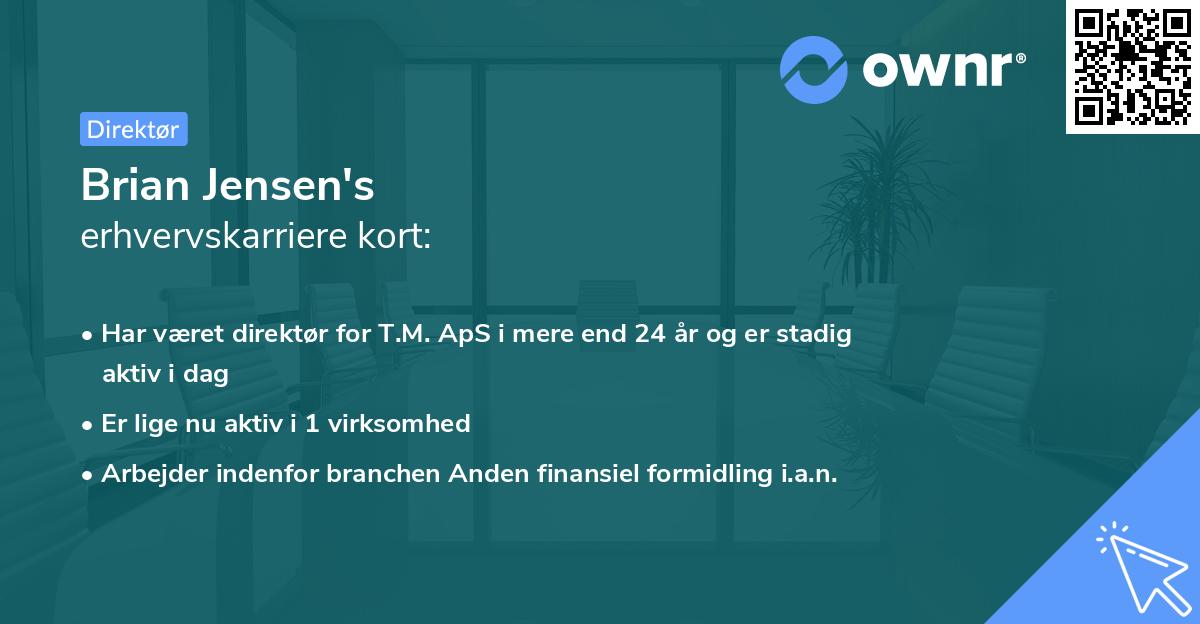 Brian Jensen's erhvervskarriere kort