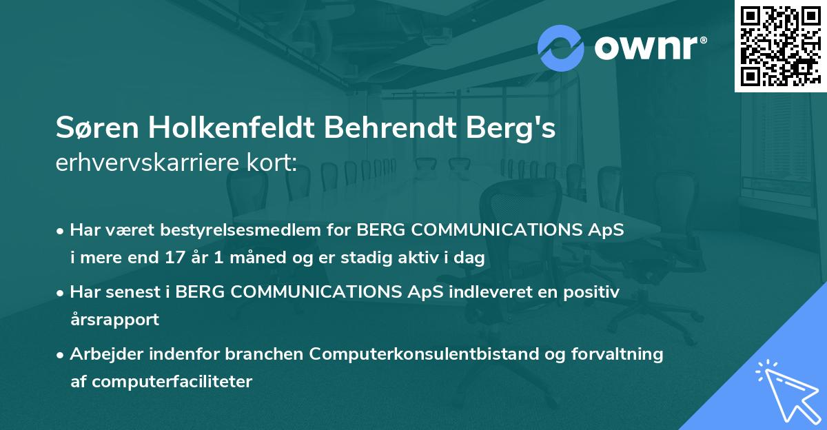 Søren Holkenfeldt Behrendt Berg's erhvervskarriere kort