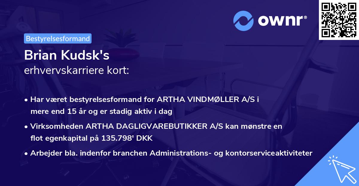 Brian Kudsk's erhvervskarriere kort