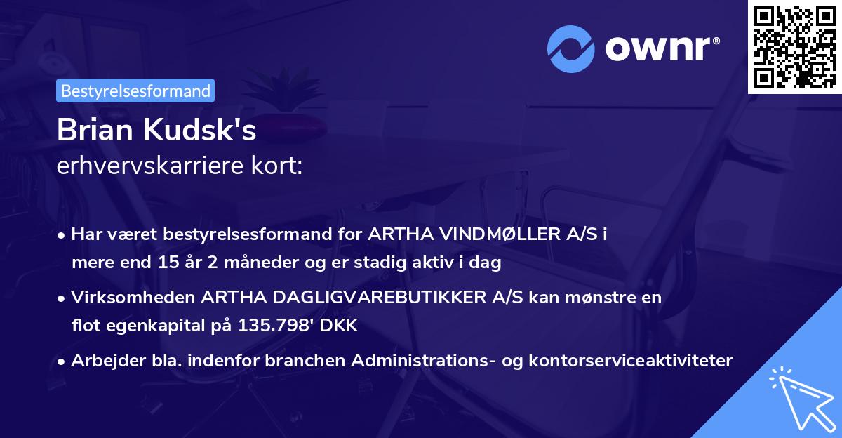 Brian Kudsk's erhvervskarriere kort