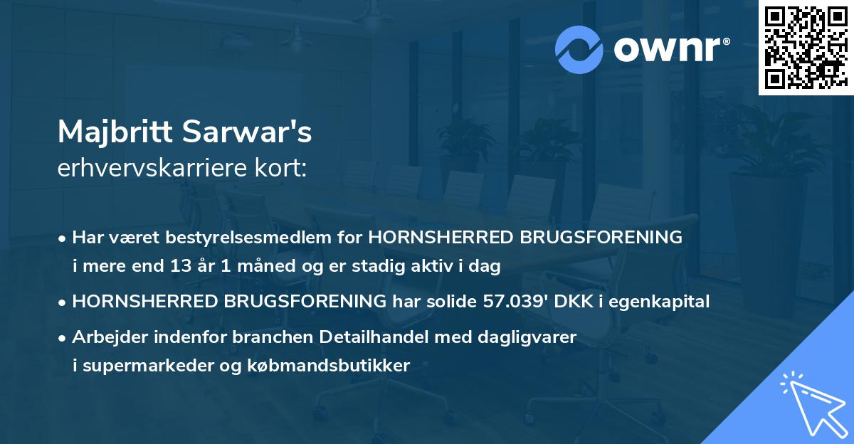 Majbritt Sarwar's erhvervskarriere kort