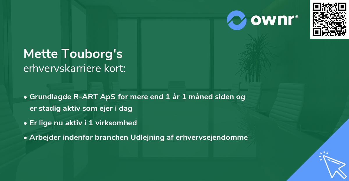 Mette Touborg's erhvervskarriere kort