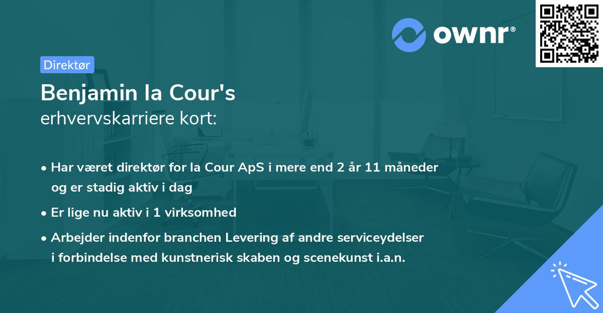Benjamin la Cour's erhvervskarriere kort
