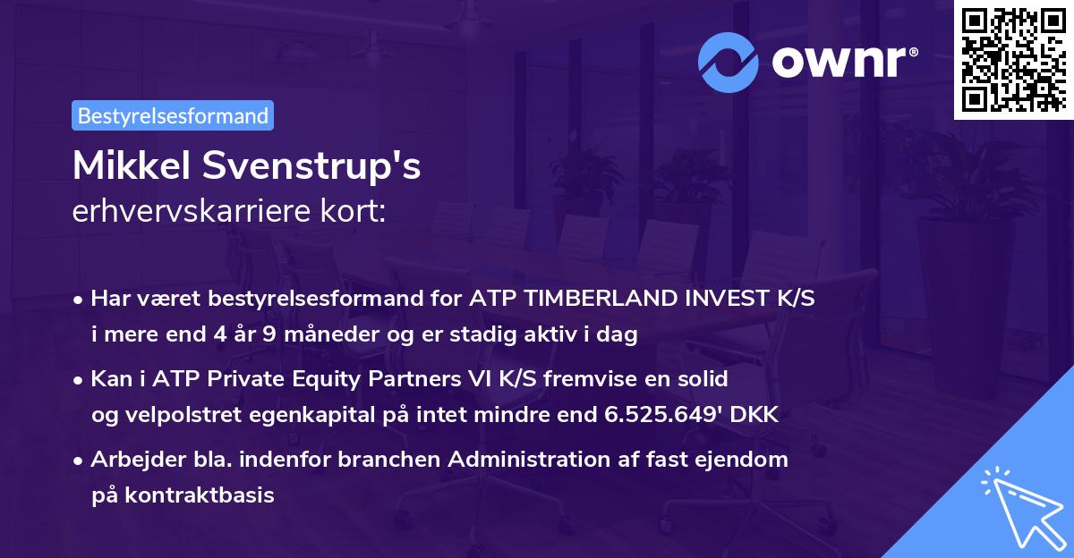 Mikkel Svenstrup's erhvervskarriere kort