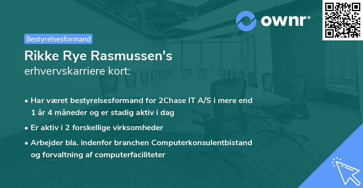 Rikke Rye Rasmussen's erhvervskarriere kort
