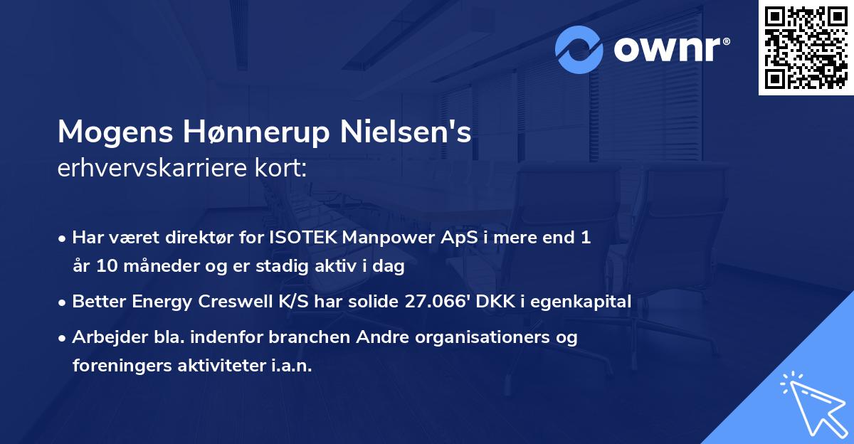 Mogens Hønnerup Nielsen's erhvervskarriere kort