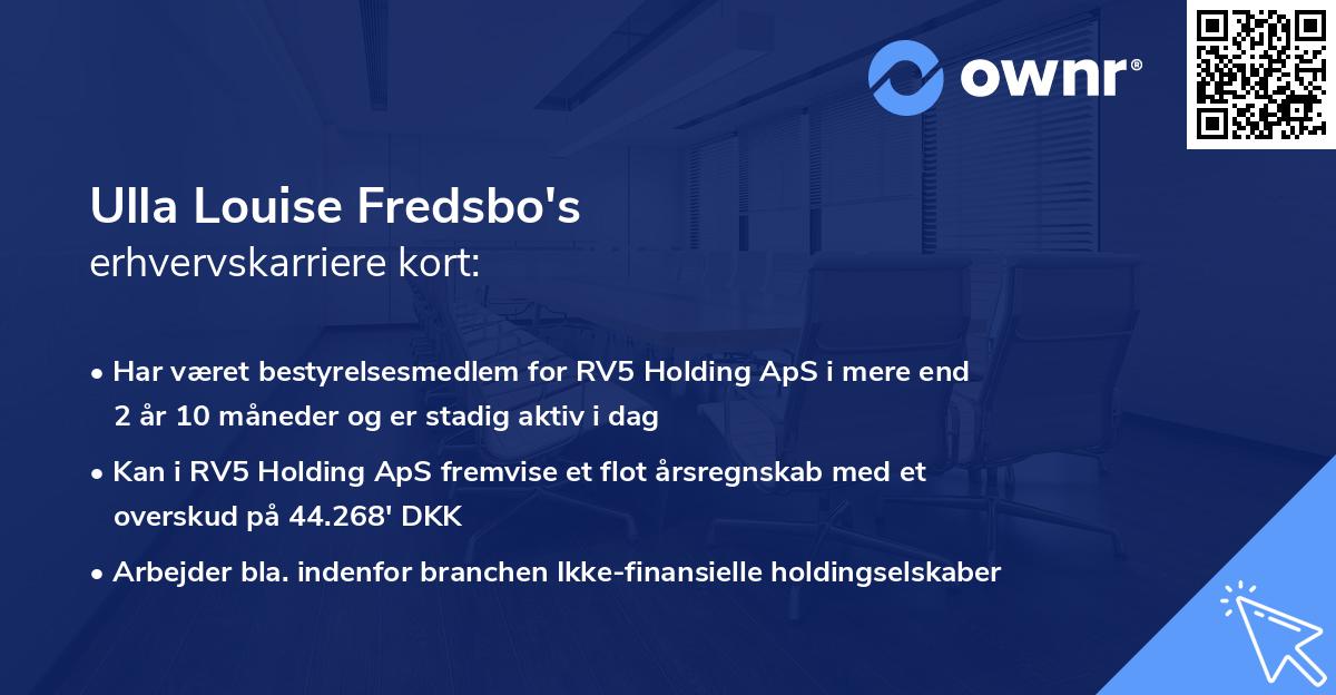 Ulla Louise Fredsbo's erhvervskarriere kort
