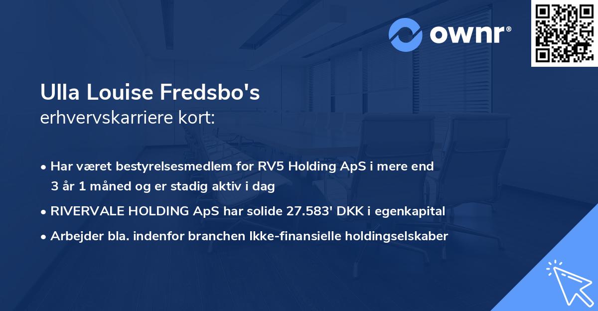 Ulla Louise Fredsbo's erhvervskarriere kort