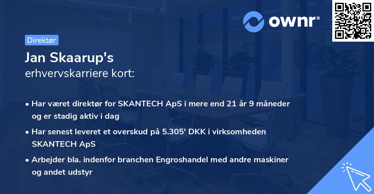 Jan Skaarup's erhvervskarriere kort