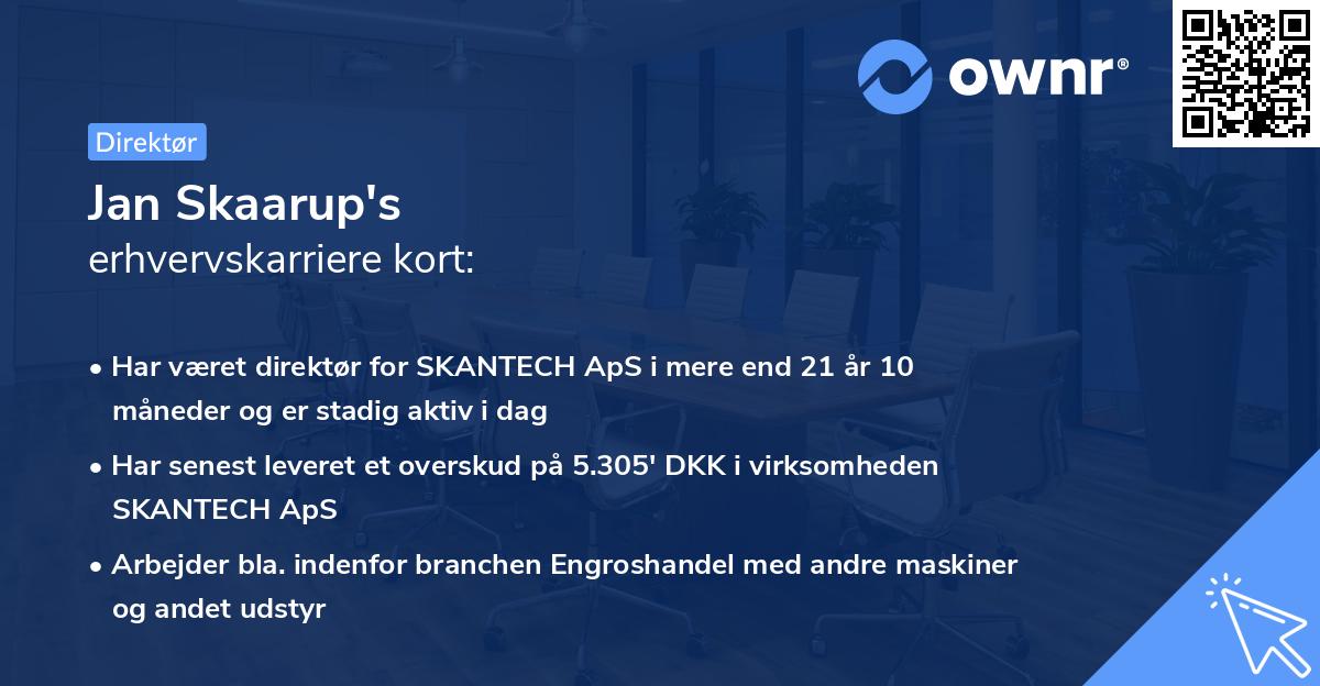 Jan Skaarup's erhvervskarriere kort