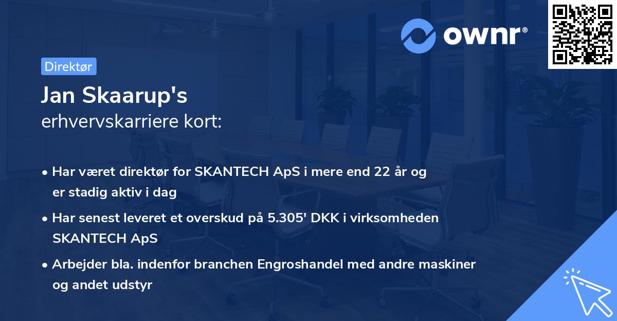 Jan Skaarup's erhvervskarriere kort