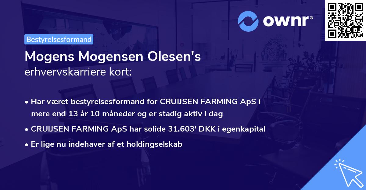 Mogens Mogensen Olesen's erhvervskarriere kort