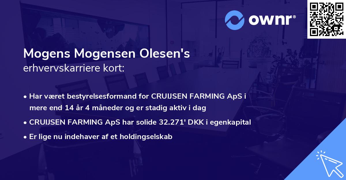 Mogens Mogensen Olesen's erhvervskarriere kort