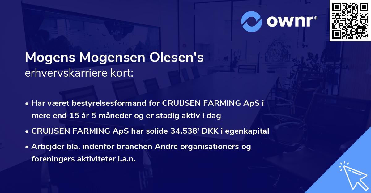 Mogens Mogensen Olesen's erhvervskarriere kort