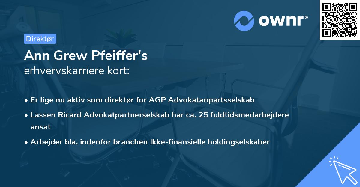 Ann Grew Pfeiffer's erhvervskarriere kort