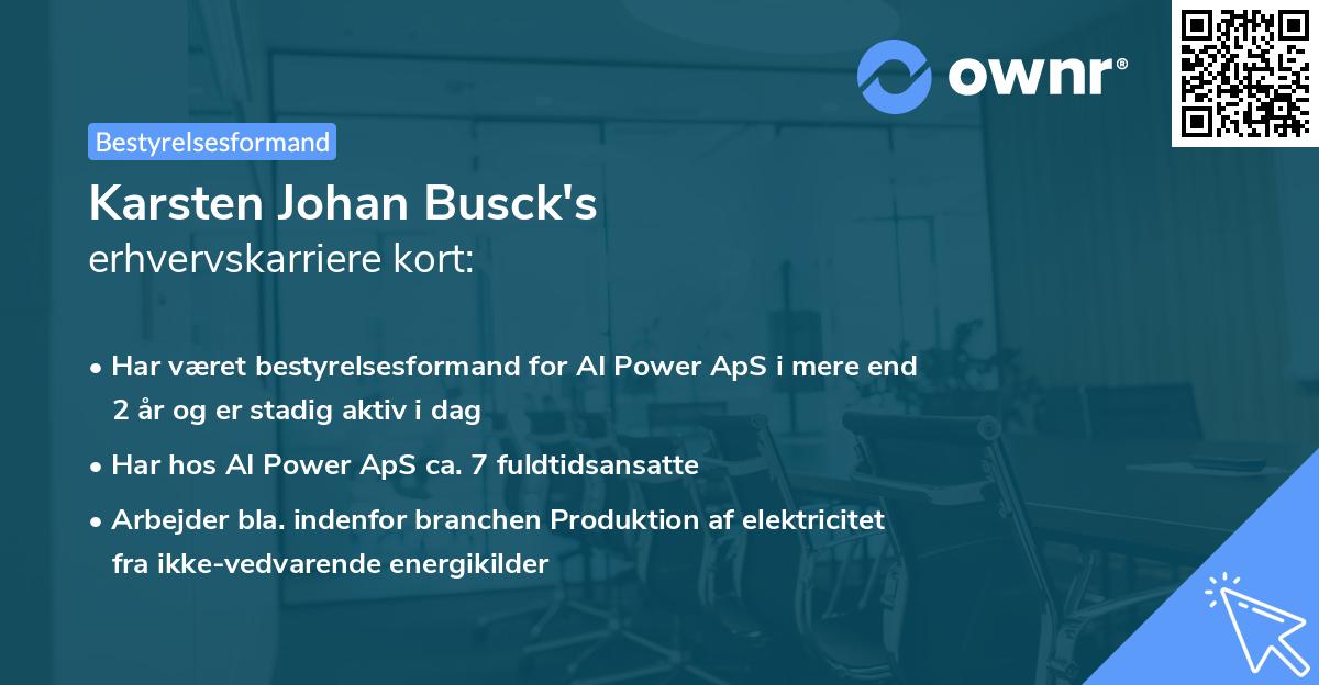 Karsten Johan Busck's erhvervskarriere kort