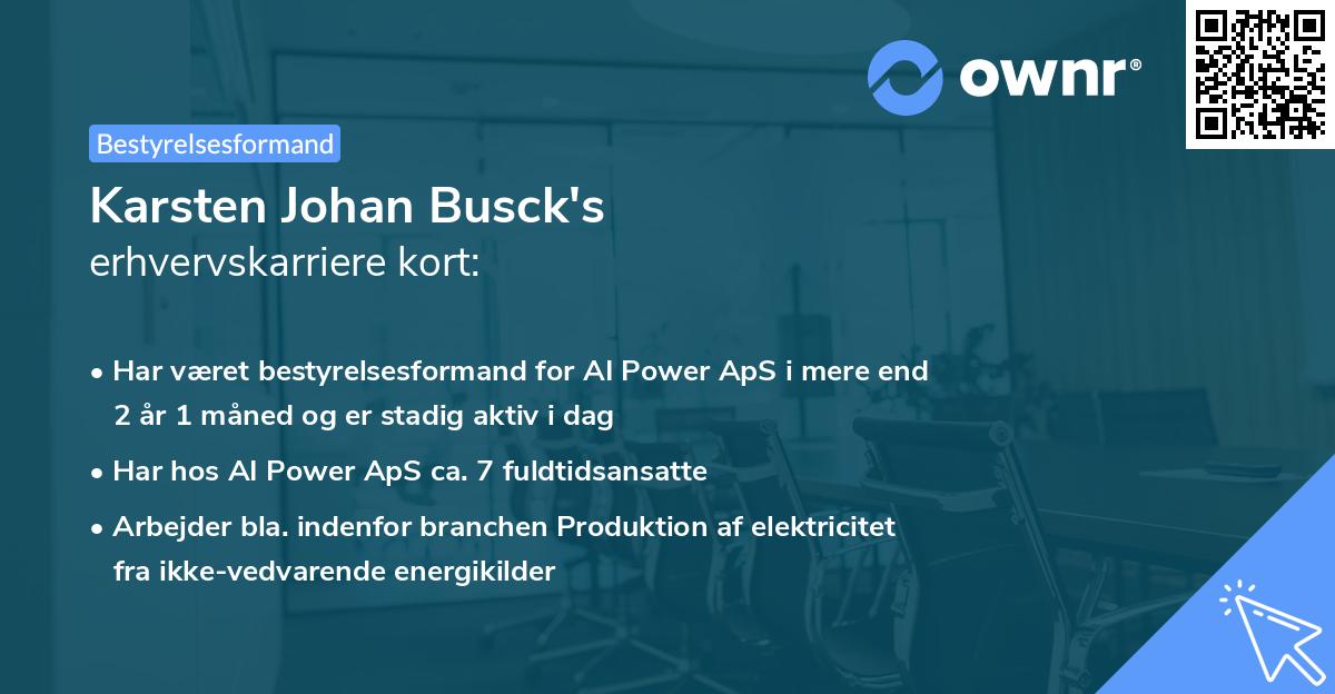 Karsten Johan Busck's erhvervskarriere kort